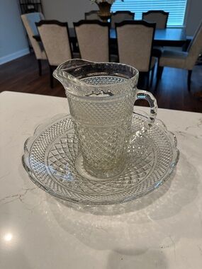 Vintage 2Qt Anchor Hocking Wexford Diamond Pattern Serving Pitcher